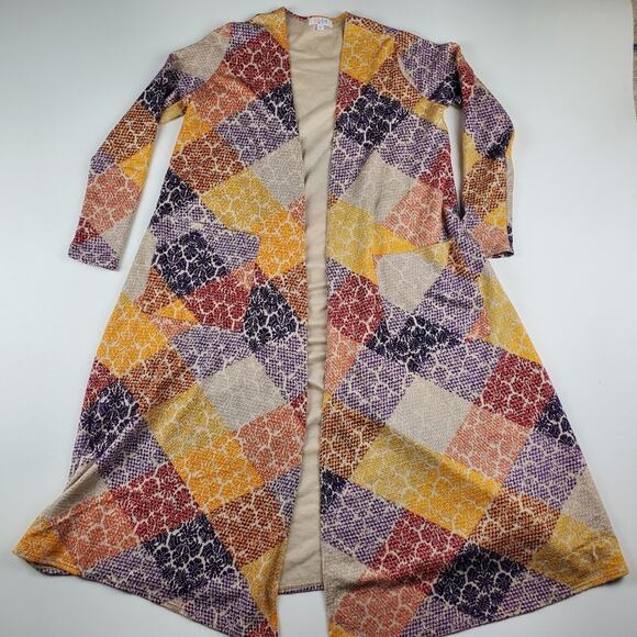 Lularoe Sarah Long Sleeve Sweater Open Front Cardigan Robe Pocket Jacquard Sz S - Picture 1 of 8